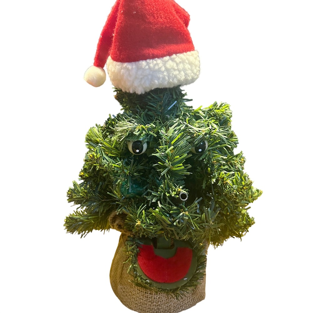 Douglas Fir Talking Tree 12in Burlap Animated Singing Christmas synchro Motion